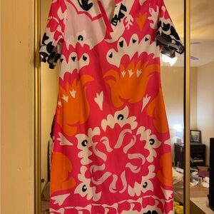 Vibrant Pink and Orange Floral Dress